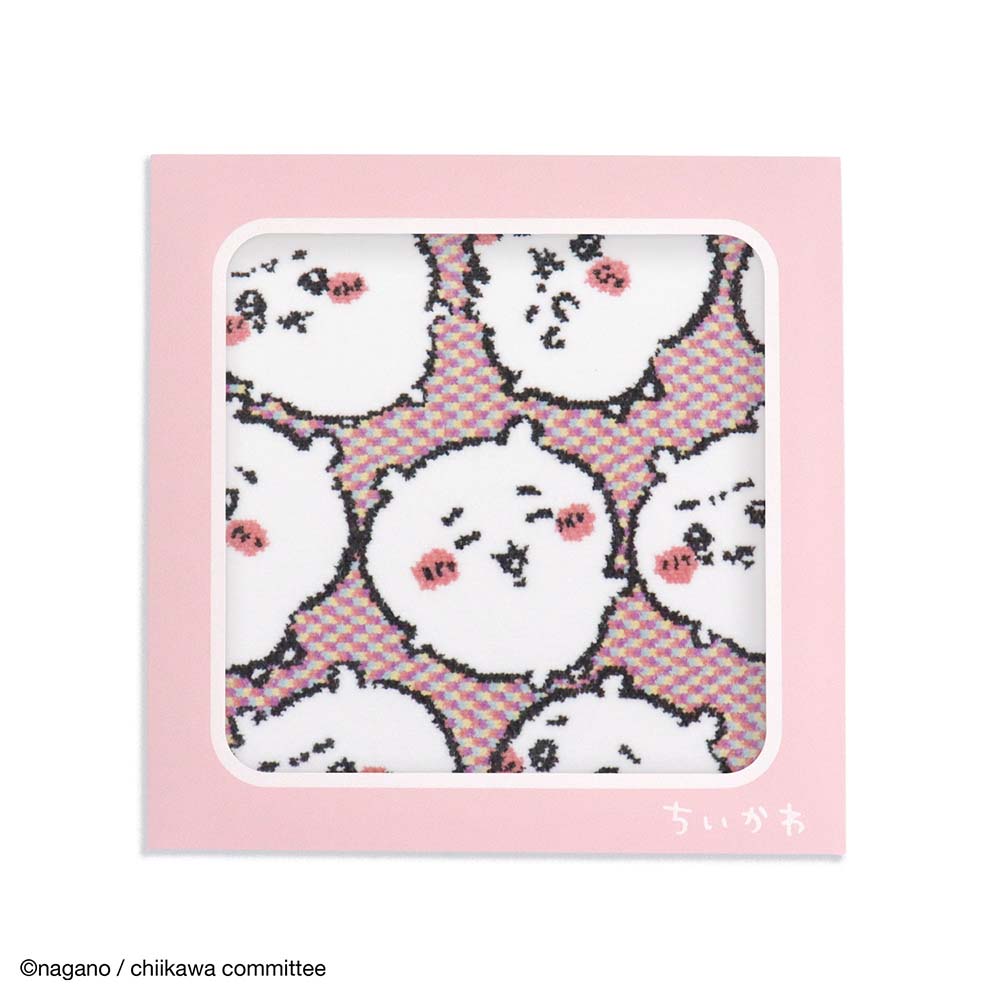 ちいかわ シェニール織タオルハンカチ(ちいかわいっぱい ピンク)