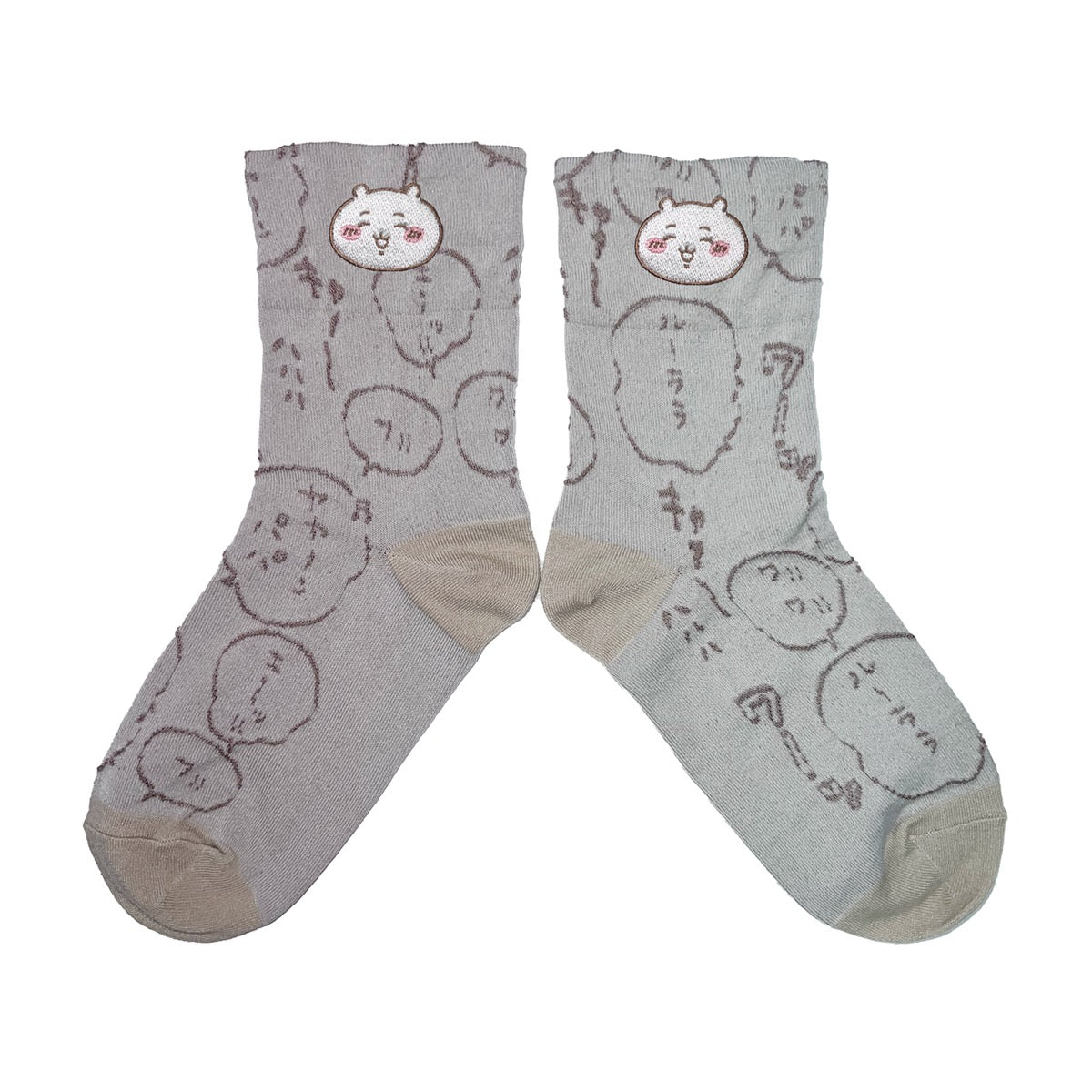 Chiikawa Float Embroidered Crew Socks (Chiikawa Light Beige) Women's Size