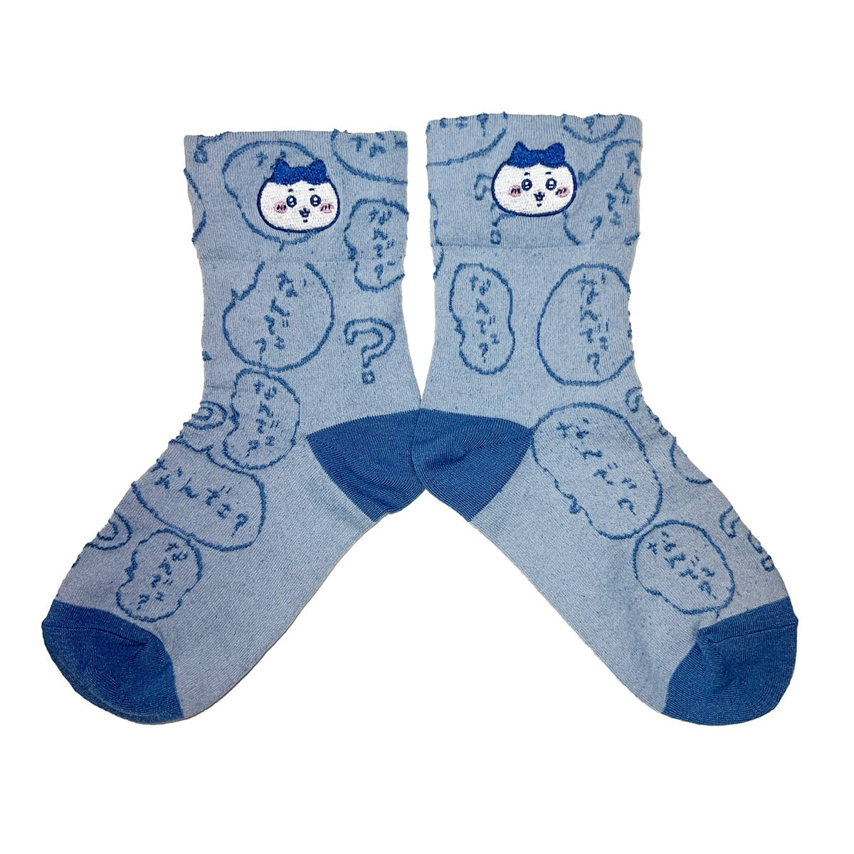 Chiikawa Float Embroidered Crew Socks (Hachiware Blue) Women's Size