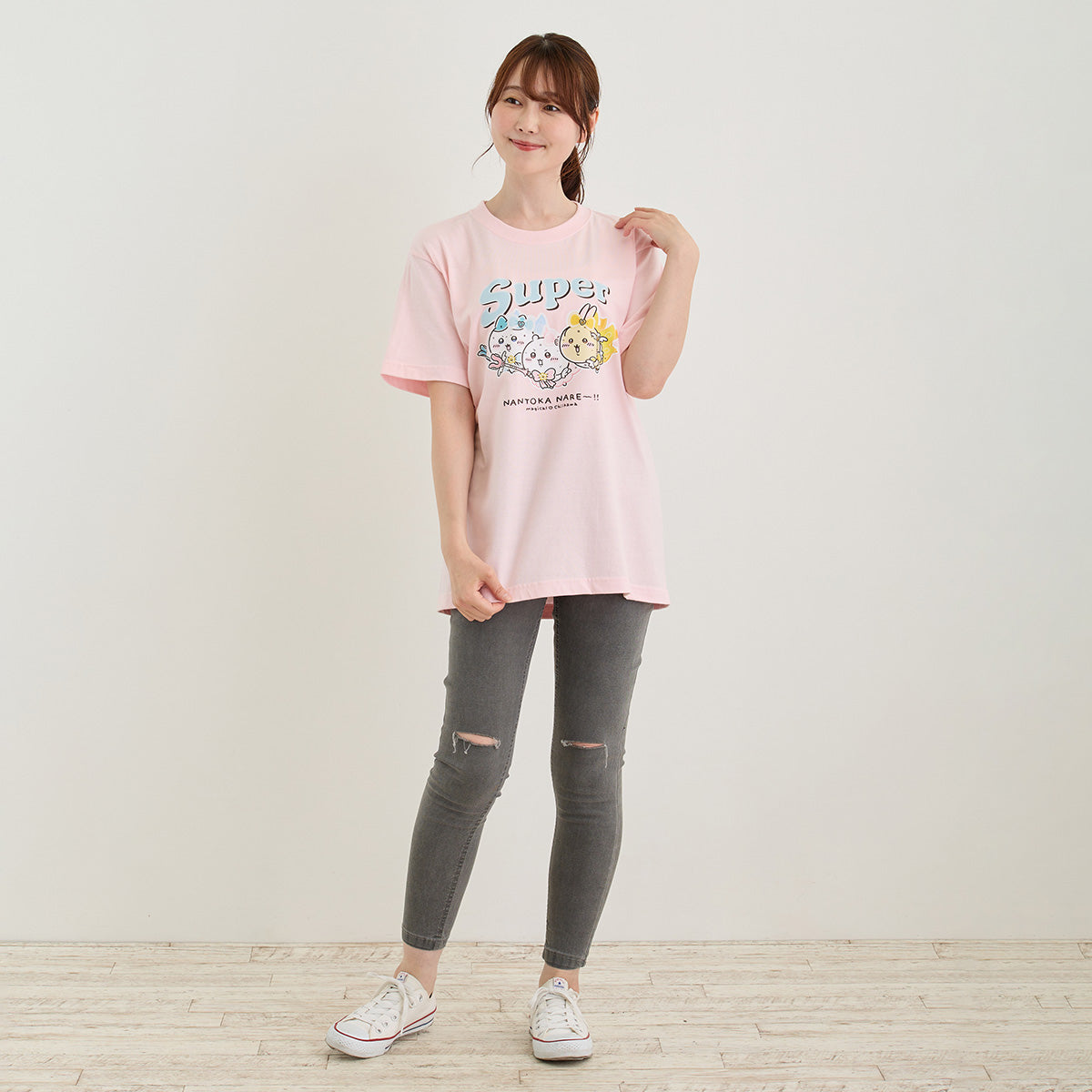 ちいかわ 超まじかるちいかわ Tシャツ Super NANTOKA NARE~!! ベビーピンク
