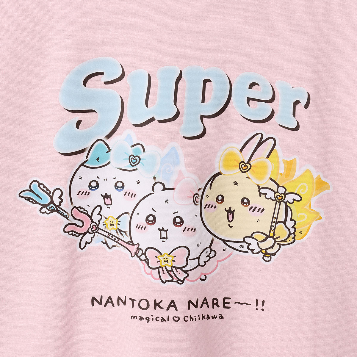 ちいかわ 超まじかるちいかわ Tシャツ Super NANTOKA NARE~!! ベビーピンク
