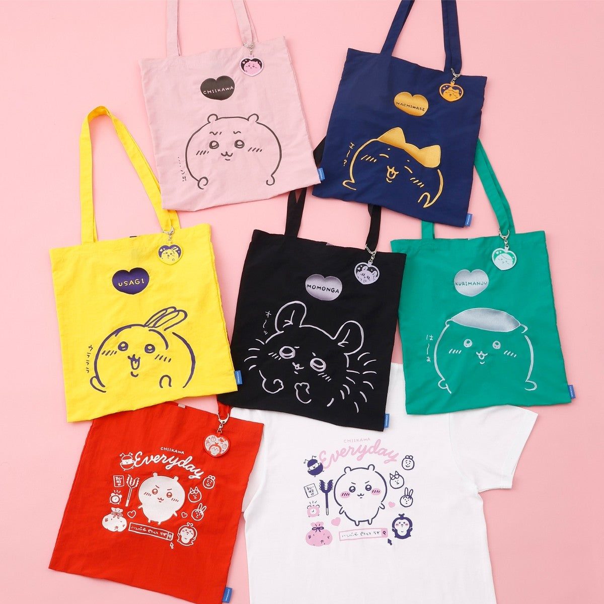 吉伊卡哇 刺繡托特包 栗子饅頭愛心 綠色 (附刺繡鑰匙圈)