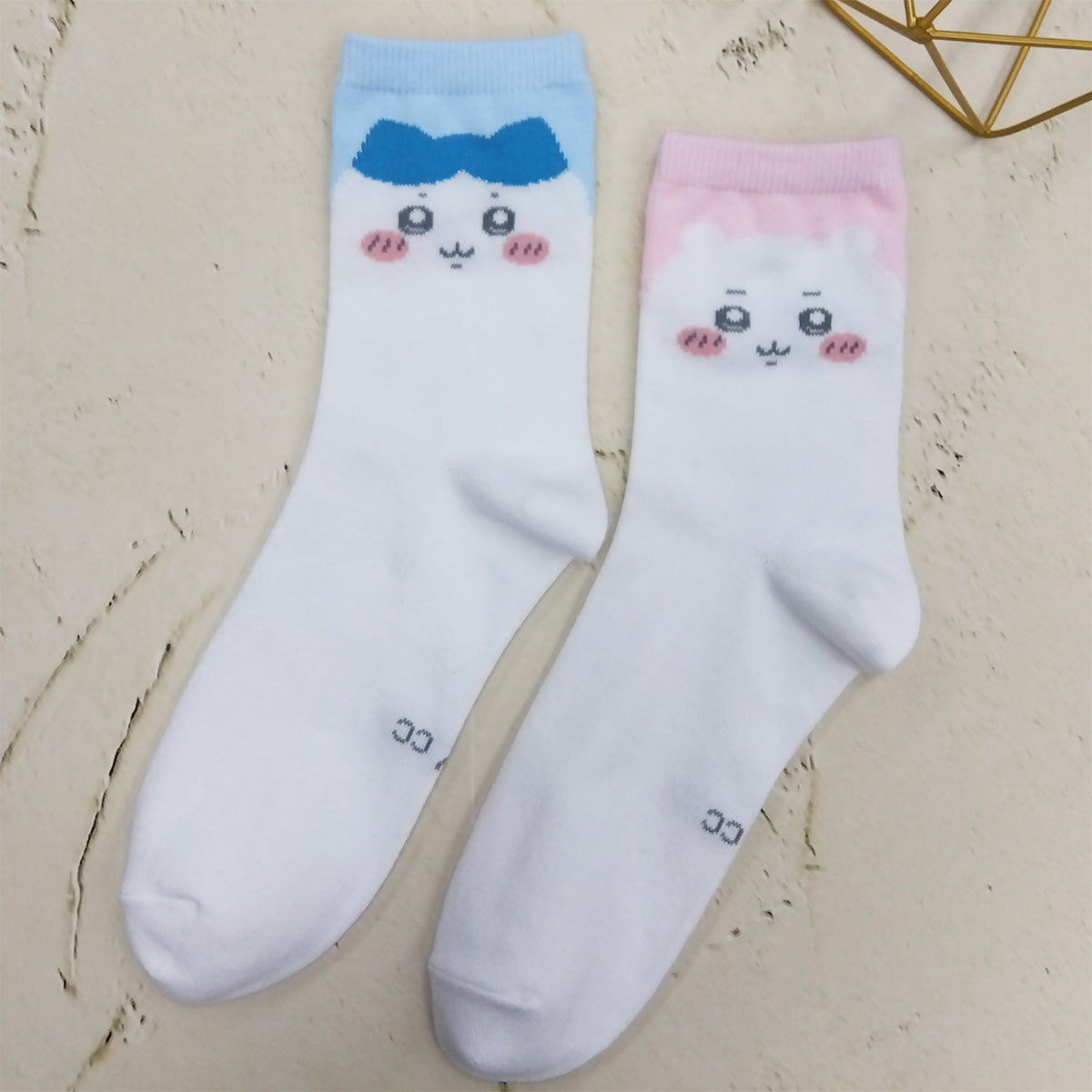 치이카와 크루 양말 (하치와레 얼굴) 여성용