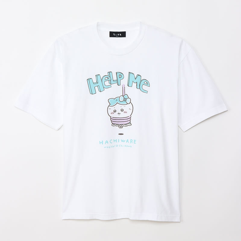 매지컬 치이카와 빅티셔츠 하치와레 HELP ME 화이트