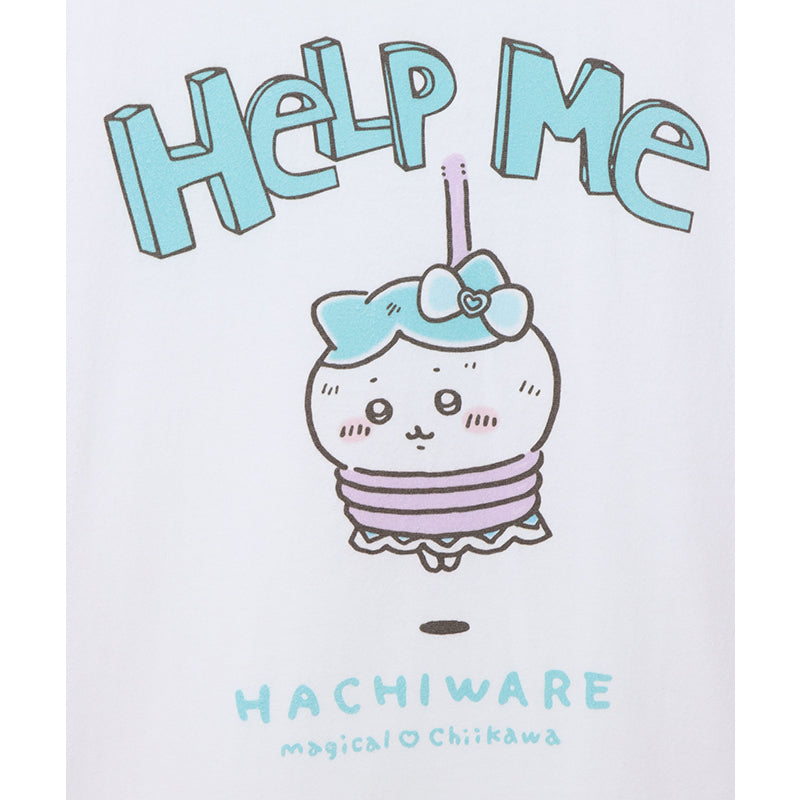 매지컬 치이카와 빅티셔츠 하치와레 HELP ME 화이트