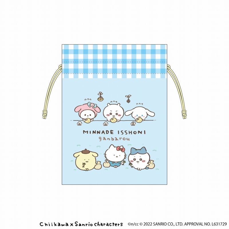 ちいかわ×サンリオキャラクターズ 豆巾着(みんなで一緒に頑張ろう)
