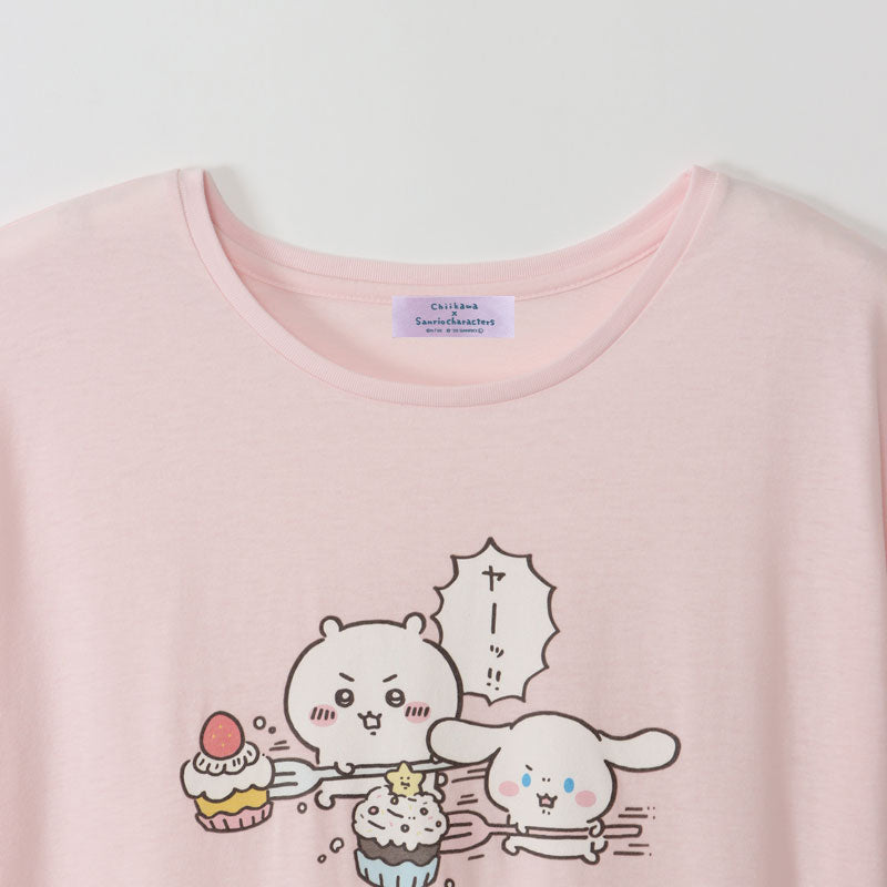 Chiikawa × Sanrio Characters Dolman One-Piece Chiikawa × Cinnamoroll Pink FREE