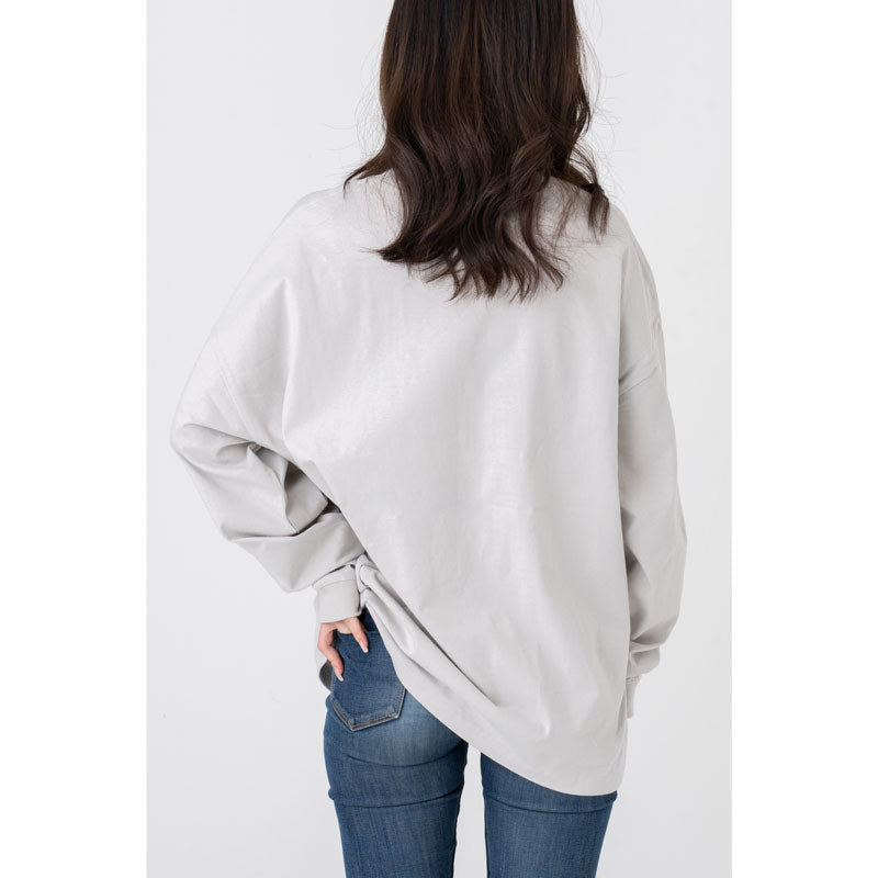 ちいかわ観光 ビックシルエットL/S Tシャツ うさぎスノボ(グレー)