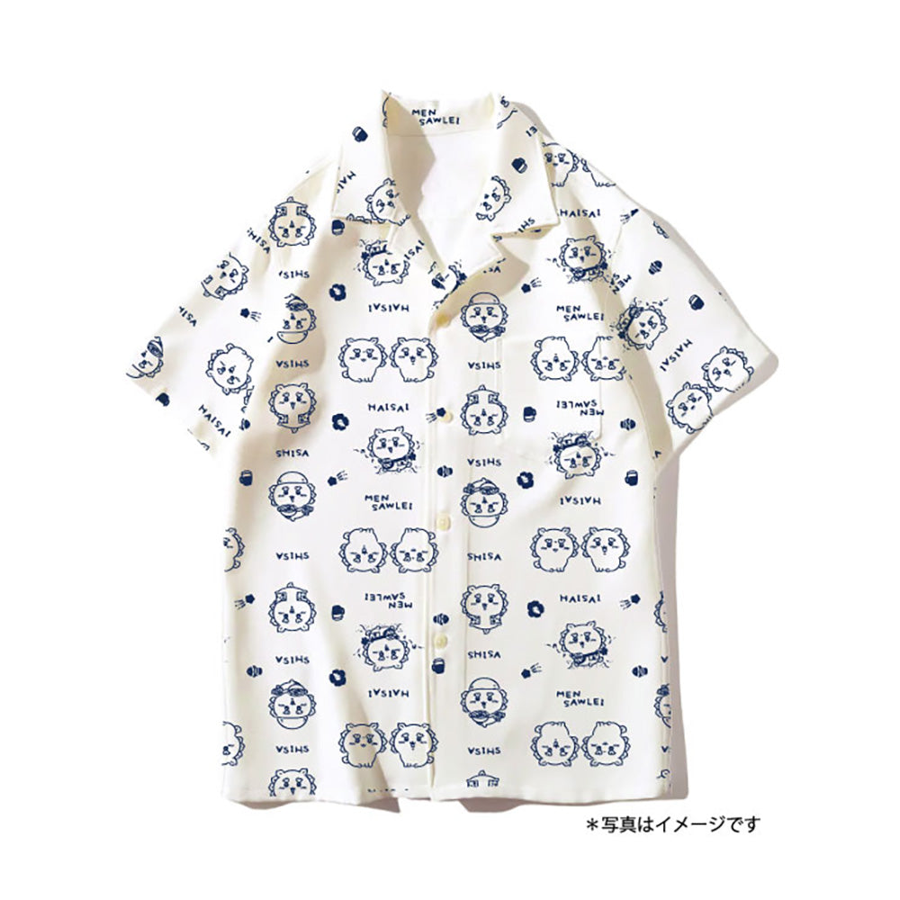 Chikawa Shisa Festival! ! ! Open collar shirt Shisa White