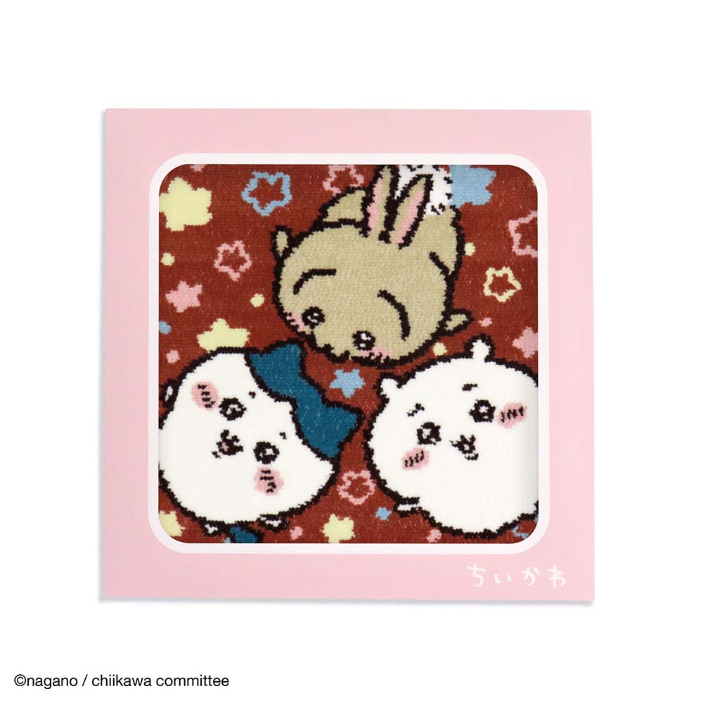 ちいかわ シェニール織タオルハンカチ（キラキラ ピンク）