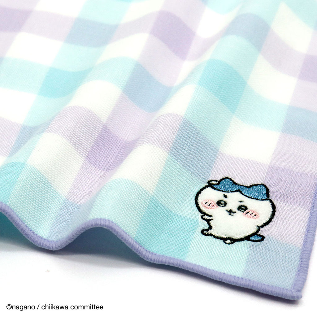 Chiikawa 8 -layer gauze towel handkerchief (block check green)