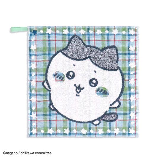 ちいかわ ループ付きウォッシュタオル（カラフルチェック ブルー）