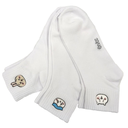 吉伊卡哇 單點刺繡襪 3件套（白色） 男款