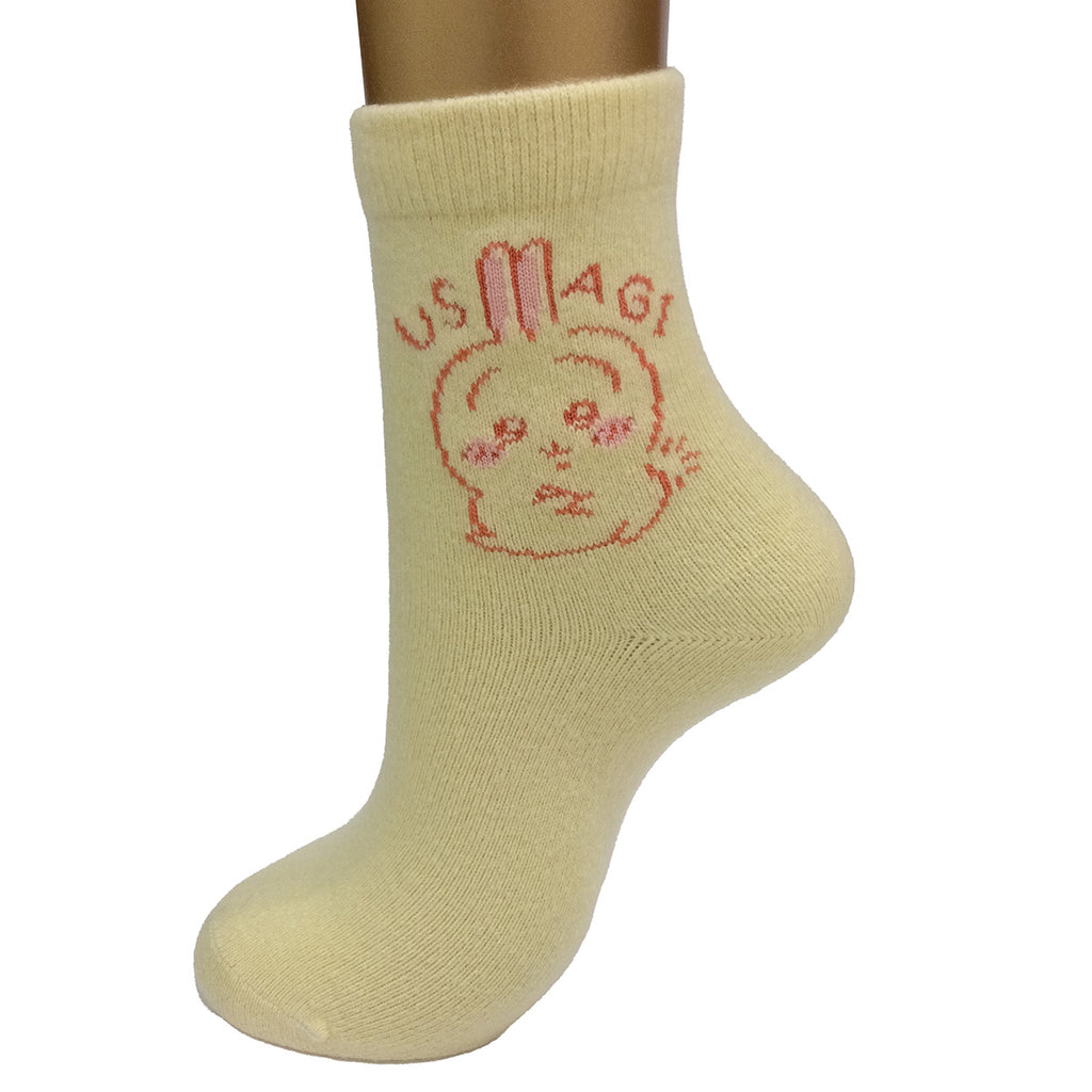 Chikawa Room Socks (토끼 노란색 베이지 색) 숙녀를위한 2 쌍