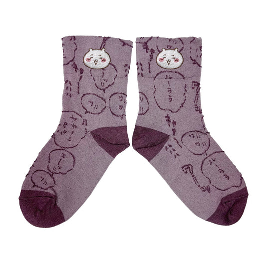 ちいかわ フロート刺繍クルーソックス（ちいかわ ワイン） レディース用