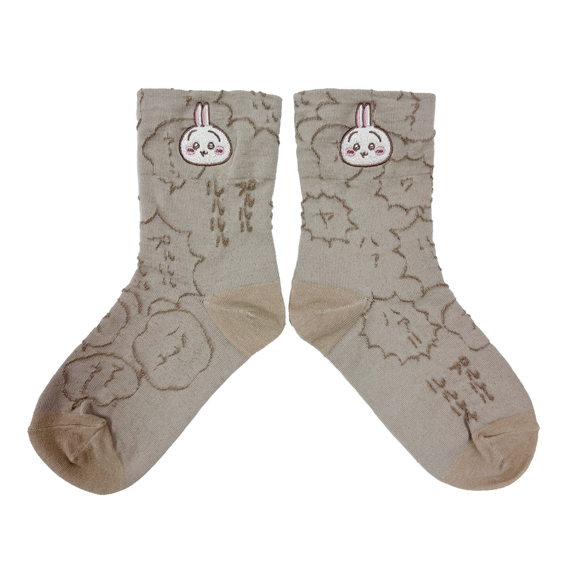 吉伊卡哇 漂浮刺繡中筒襪（兔子 棕色）女士用