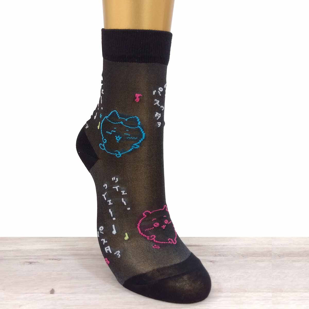 Chikawa thin crew socks (dance black) for ladies