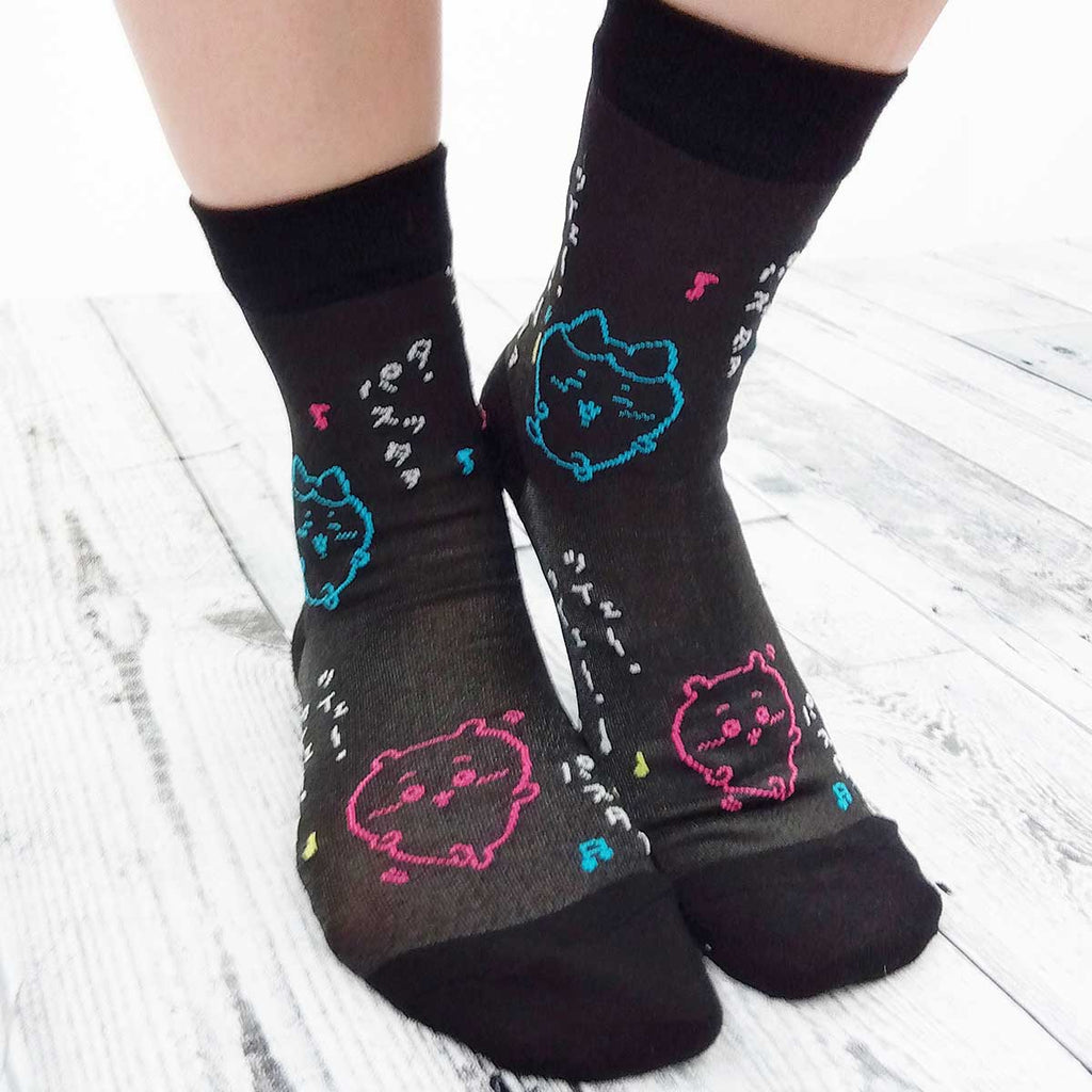 Chikawa thin crew socks (dance black) for ladies