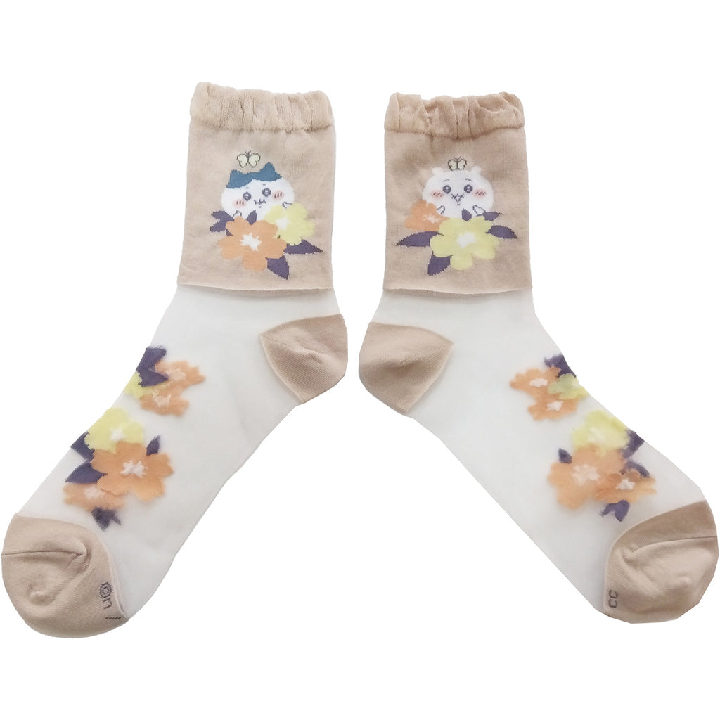 Chikawa thin crew socks (sheer ivory) for ladies