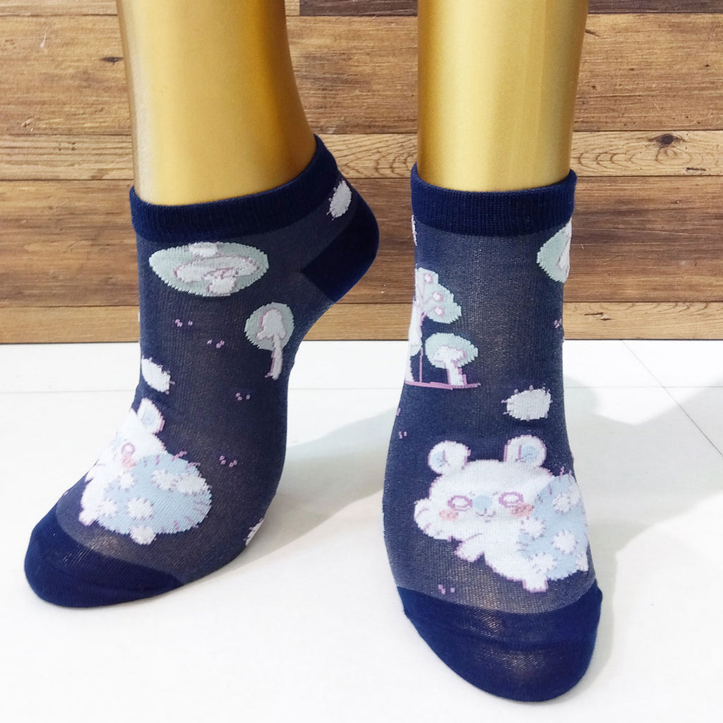 Chikawa thin sneaker length socks (Momonga collection navy) for ladies