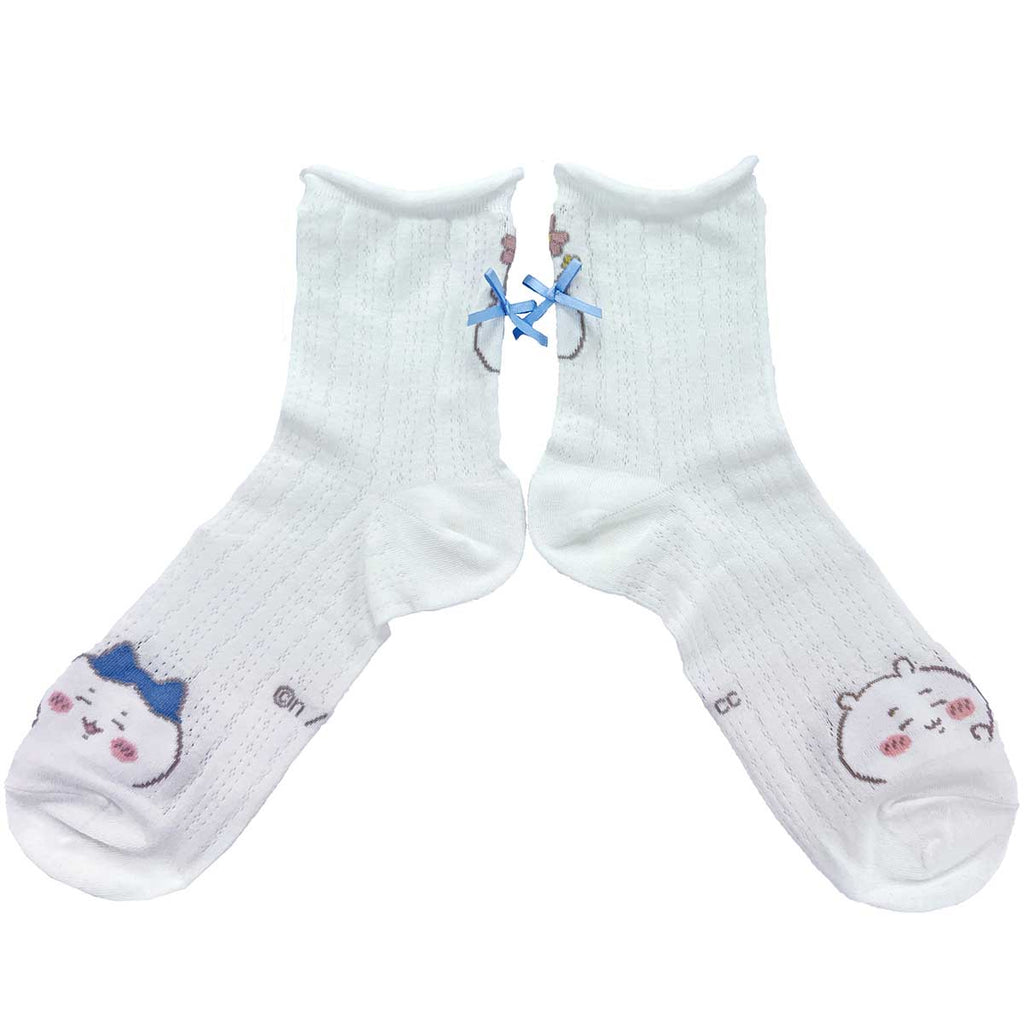 Chikawa praise Crew socks with ribbon (off -white) Ladies