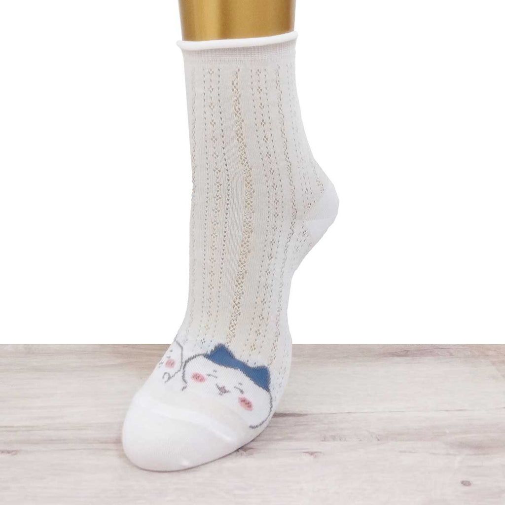 Chikawa praise Crew socks with ribbon (off -white) Ladies