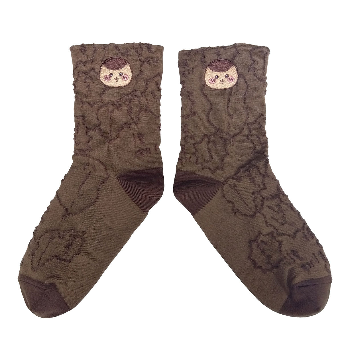 Chiikawa Float Embroidered Crew Socks (Kurimanju Brown) Women’s