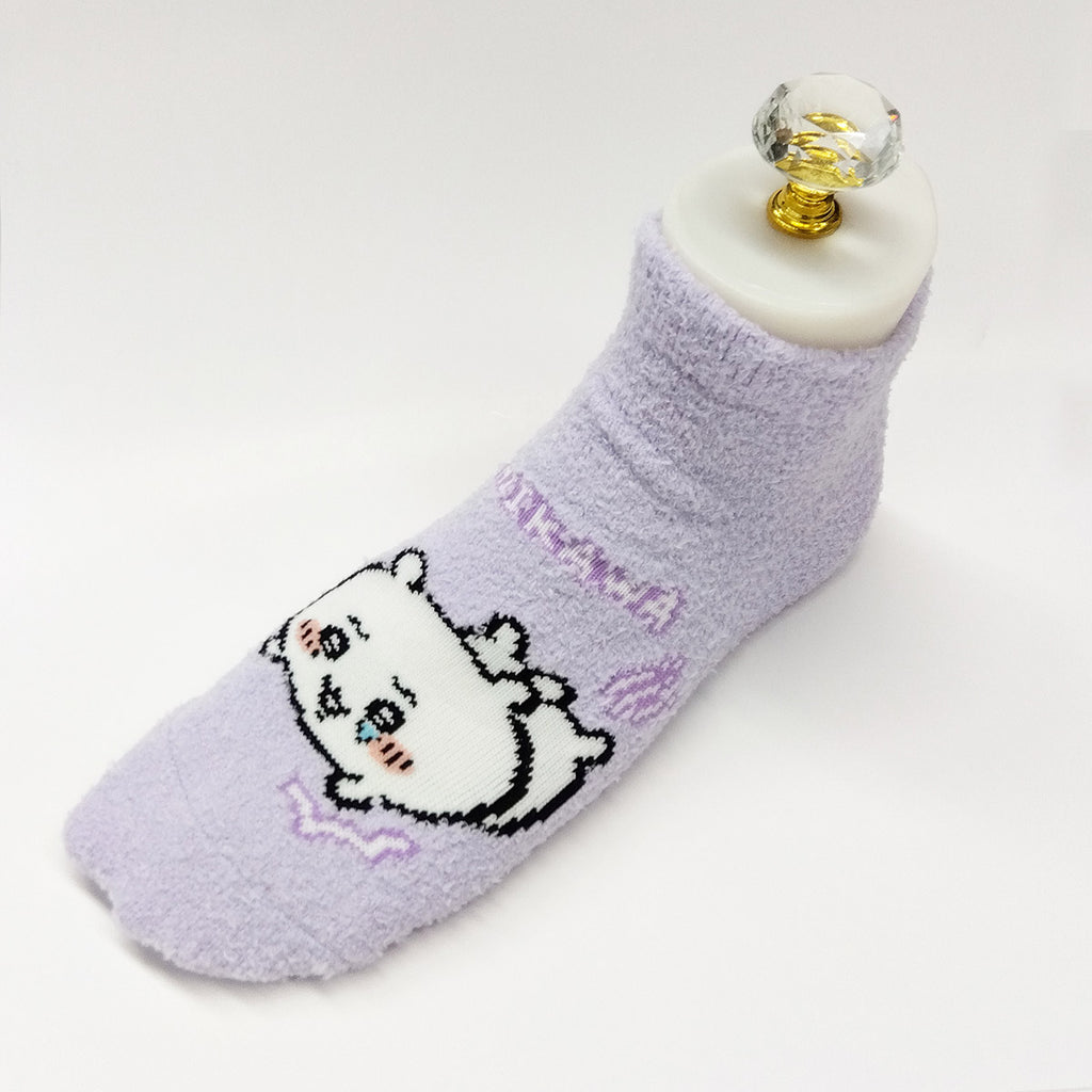 Chiikawa Fluffy moko sneaker length socks (Chiikawa Purple) For ladies