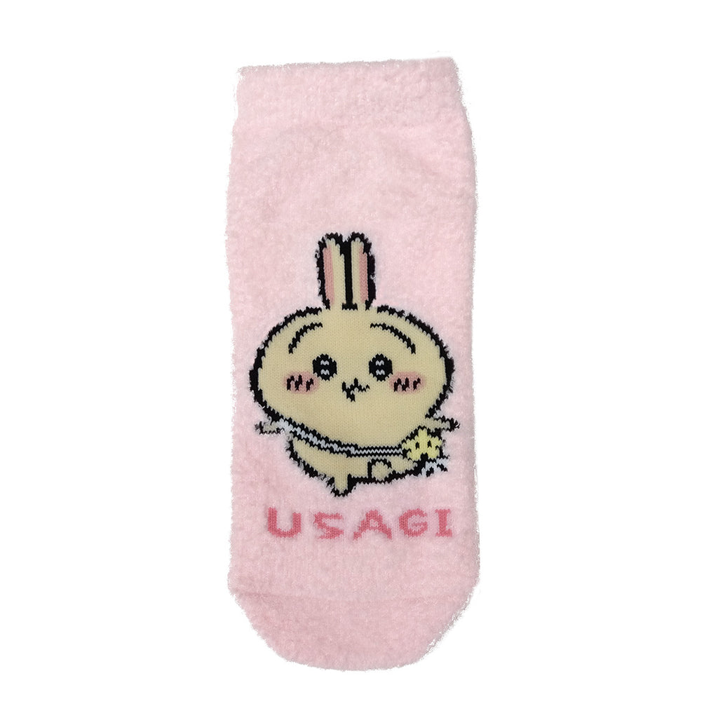 Chiikawa Fluffy moko sneaker length socks (Usagi Pink) For ladies