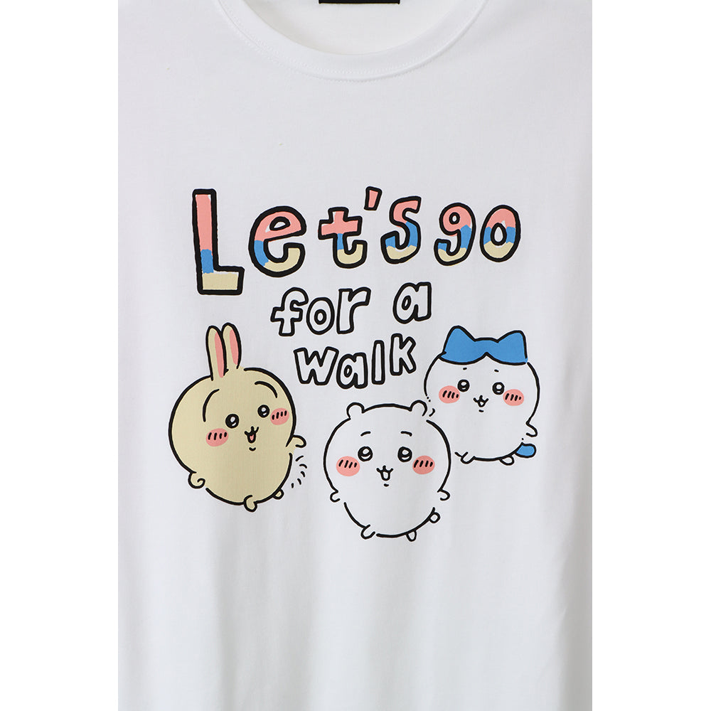 ちいかわ お出かけ楽しみ！な ビッグTシャツ お散歩 ホワイト