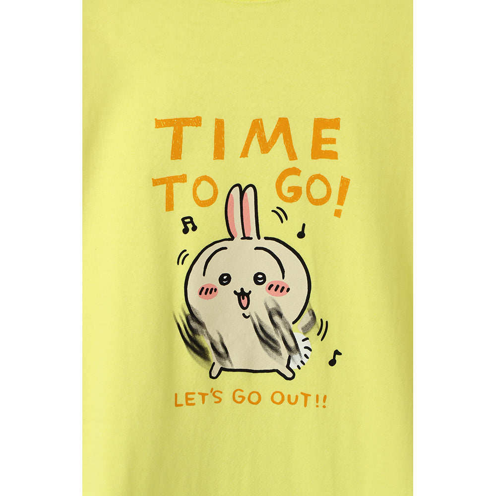 I'm looking forward to going out! T -shirt Outing rabbit light yellow