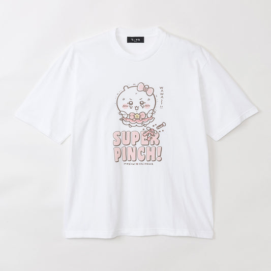 Chiikawa Super Magical Chiikawa Big T-shirt SUPER PINCH! White
