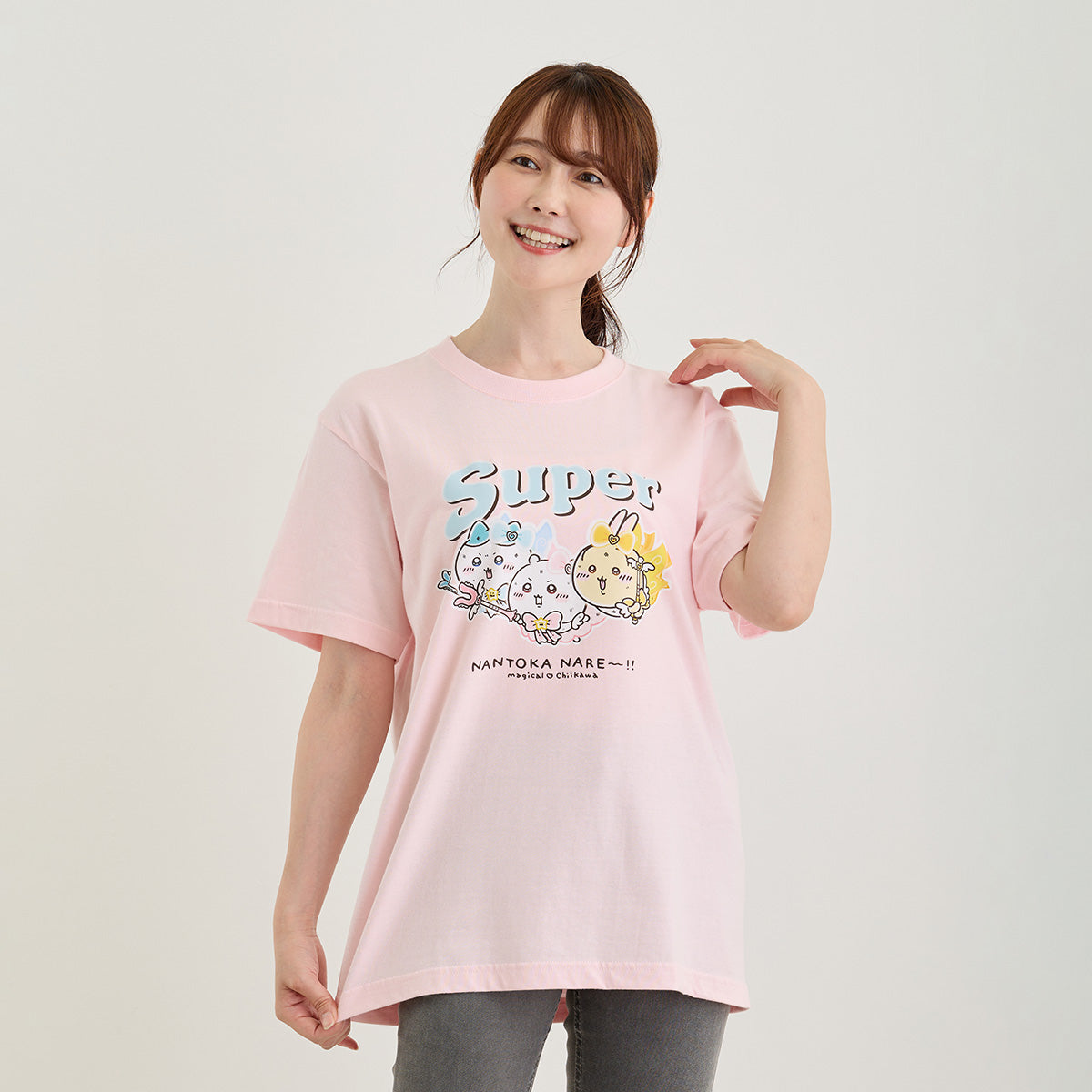 치이카와 초매지컬 치이카와 T셔츠 Super NANTOKA NARE～!! 베이비 핑크