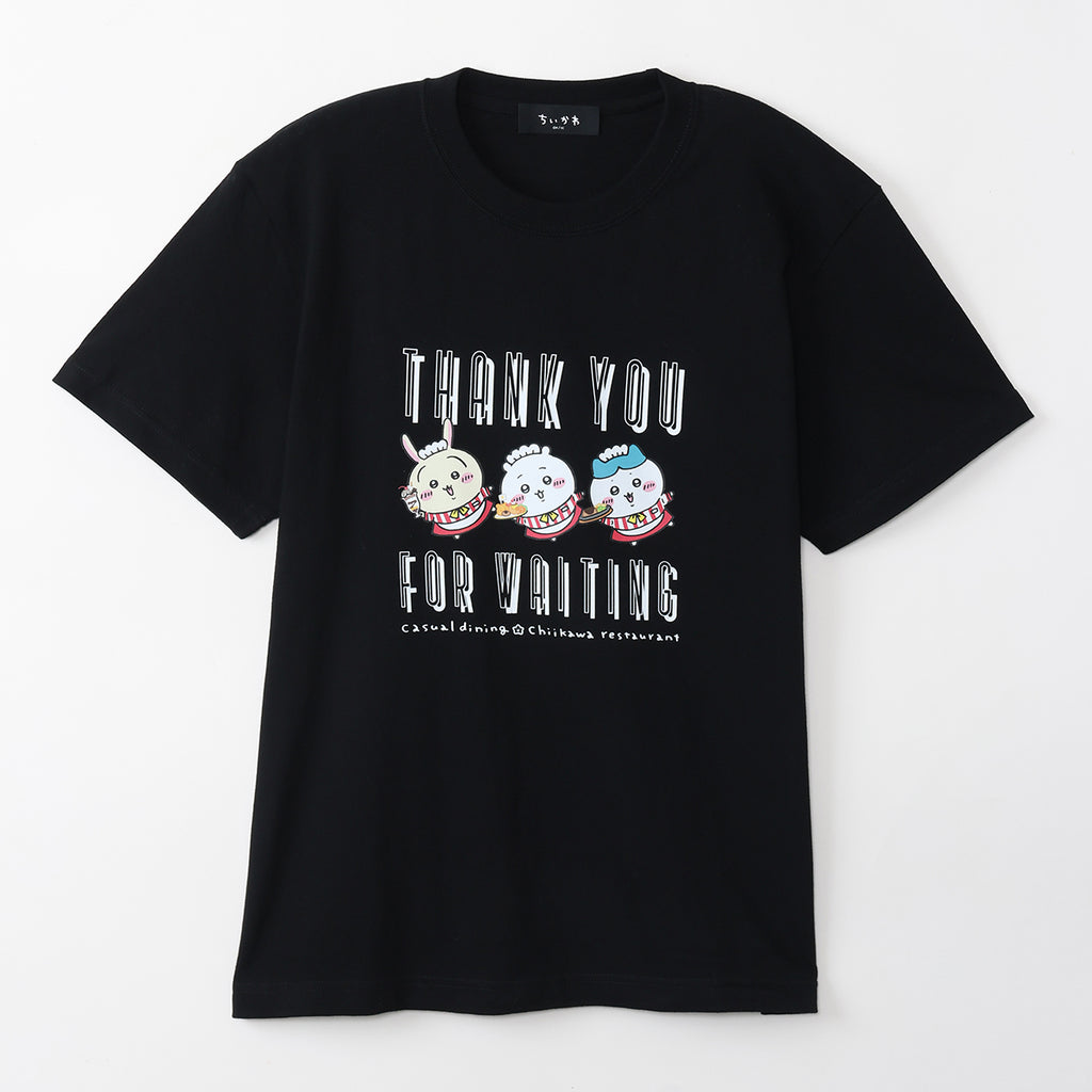 ちいかわ ちいかわレストラン Tシャツ THANK YOU FOR WAITING ブラック