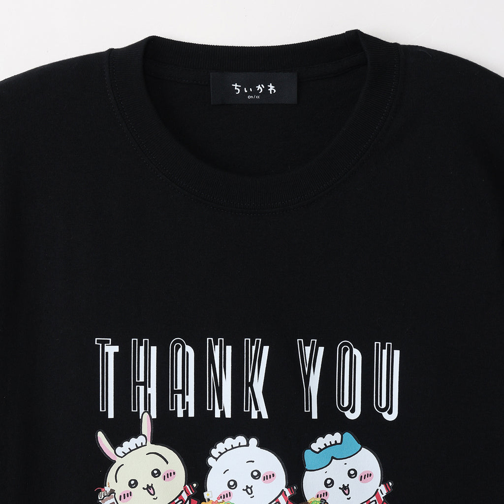 ちいかわ ちいかわレストラン Tシャツ THANK YOU FOR WAITING ブラック