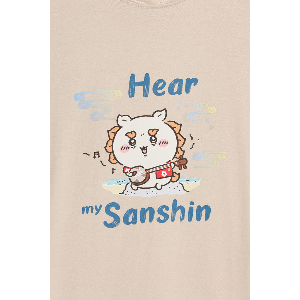 Chiikawa Shisa's souvenirsya T -shirt Sanshin Sand beige