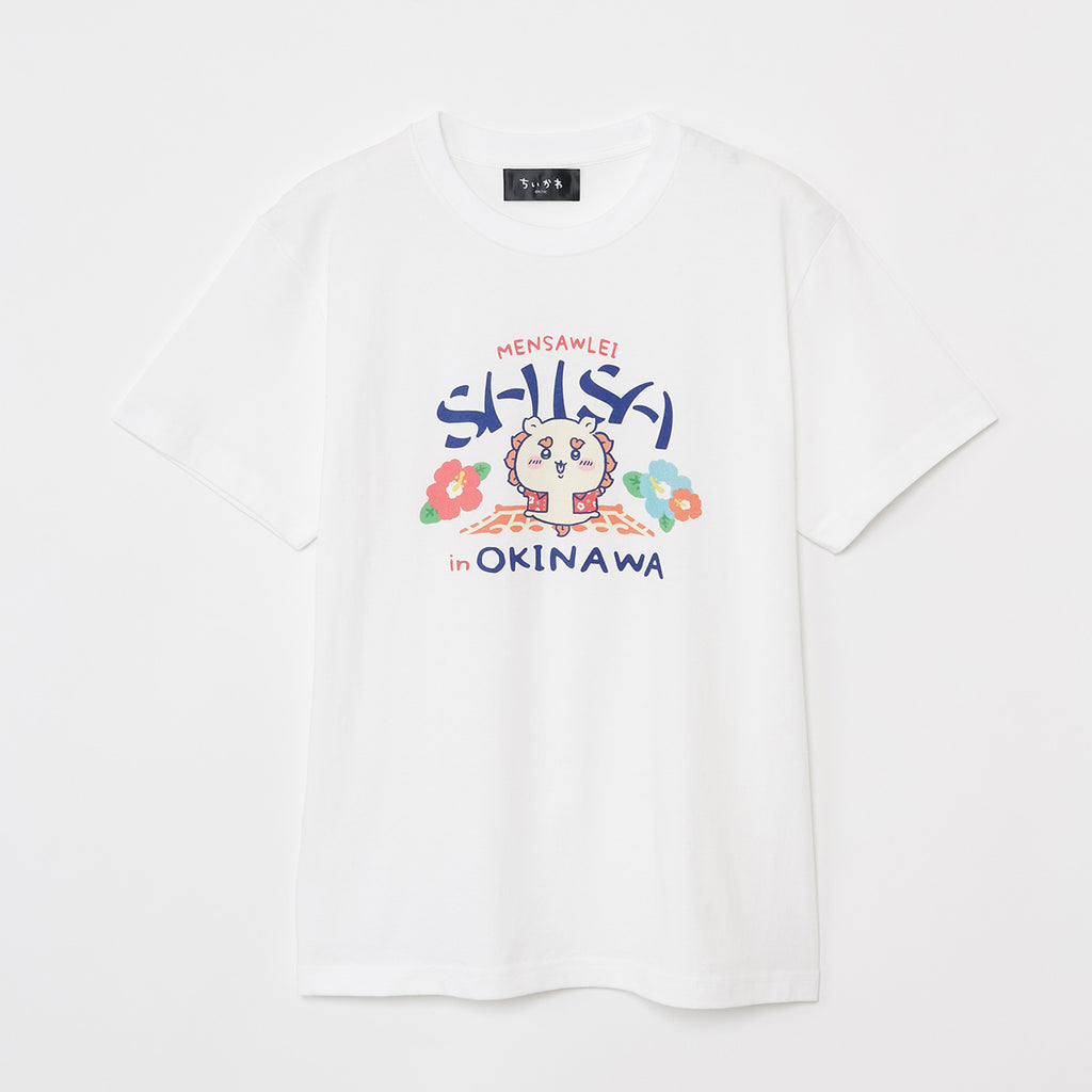 Chiikawa Shisa的souvenirsya -san t -shirt襯衫Mensho Shisa White