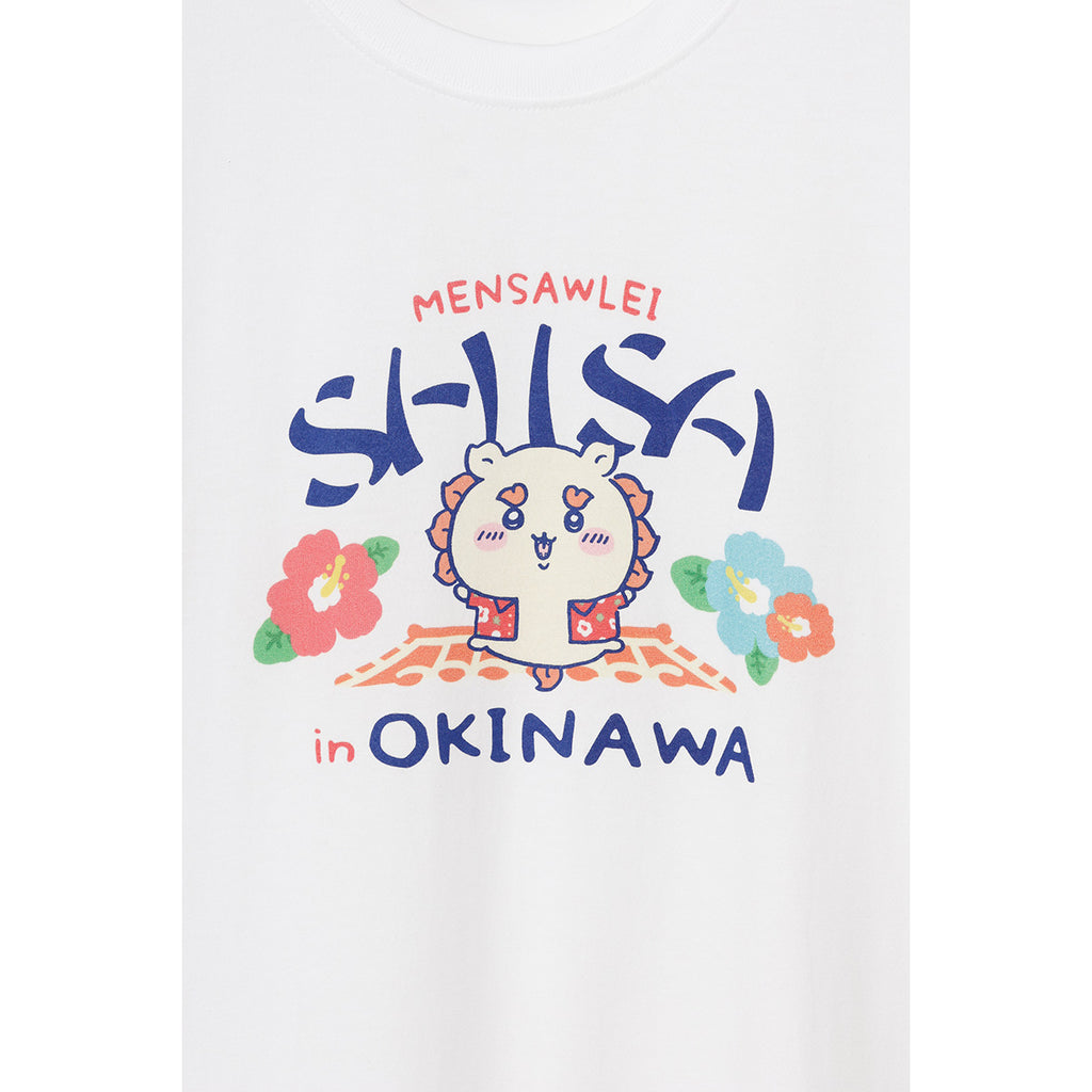 Chiikawa Shisa的souvenirsya -san t -shirt襯衫Mensho Shisa White