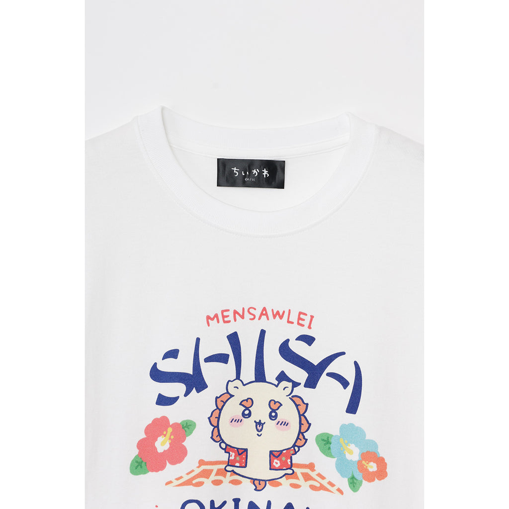 Chiikawa Shisa的souvenirsya -san t -shirt衬衫Mensho Shisa White