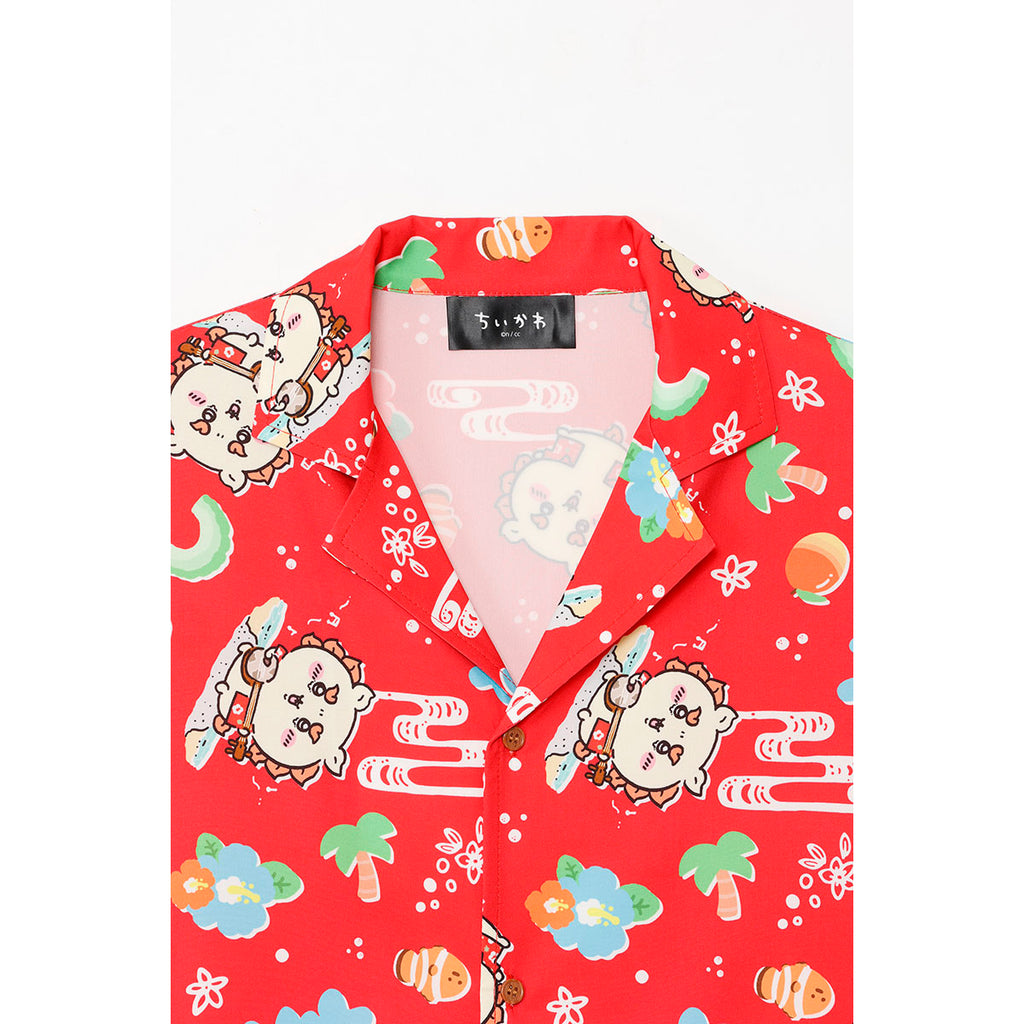 Chiikawa Shisa's souvenirsya Aloha shirt shisa red