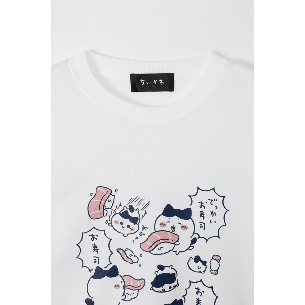 ちいかわ ちいかわ寿司 Tシャツ でっかいお寿司 ホワイト