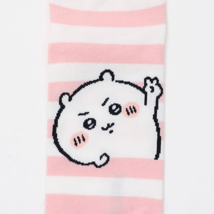 ちいかわ クルーソックス ちいかわピース ピンクボーダー