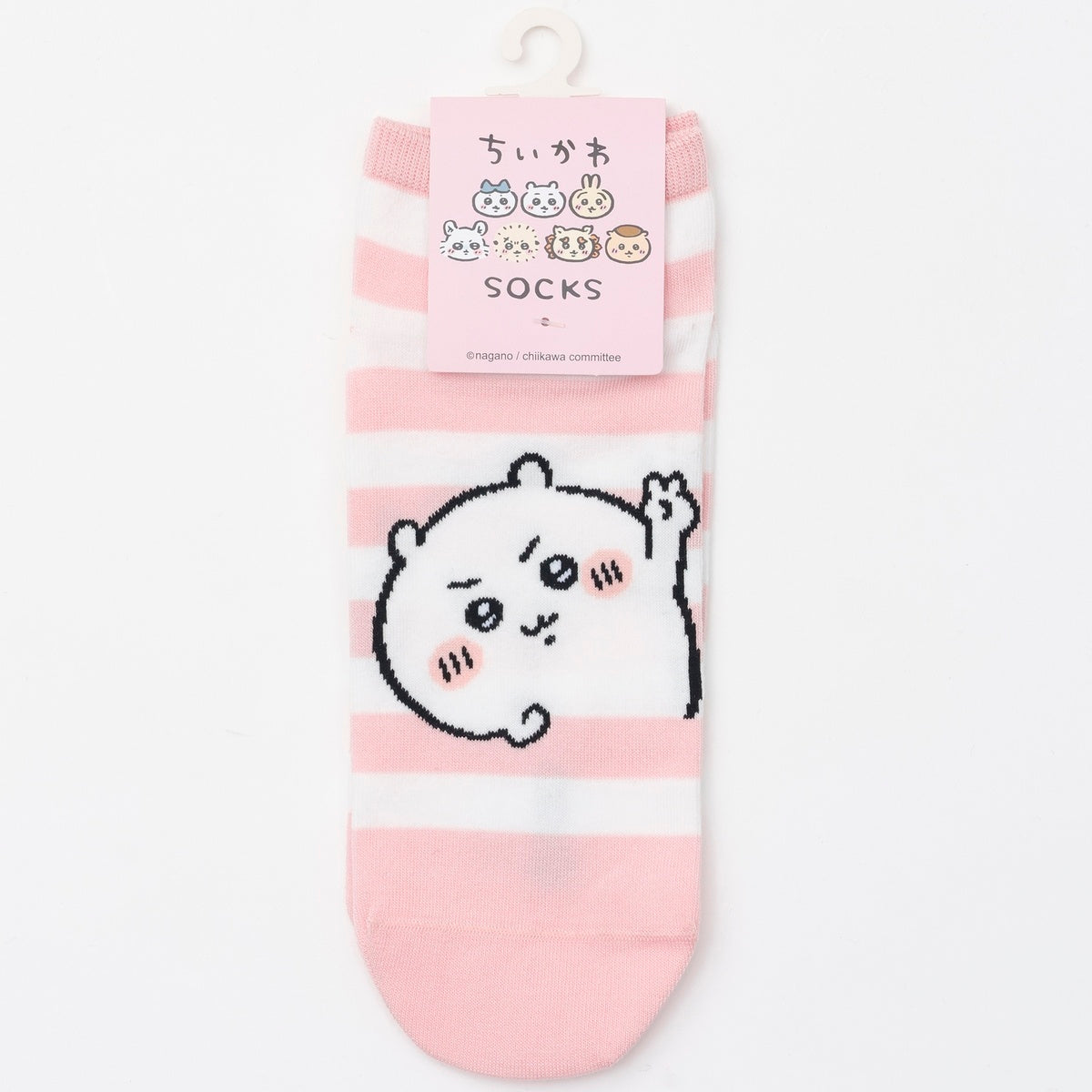 ちいかわ クルーソックス ちいかわピース ピンクボーダー