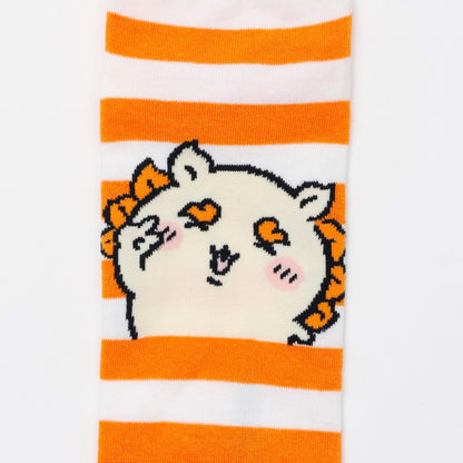 ちいかわ クルーソックス シーサーピース オレンジボーダー