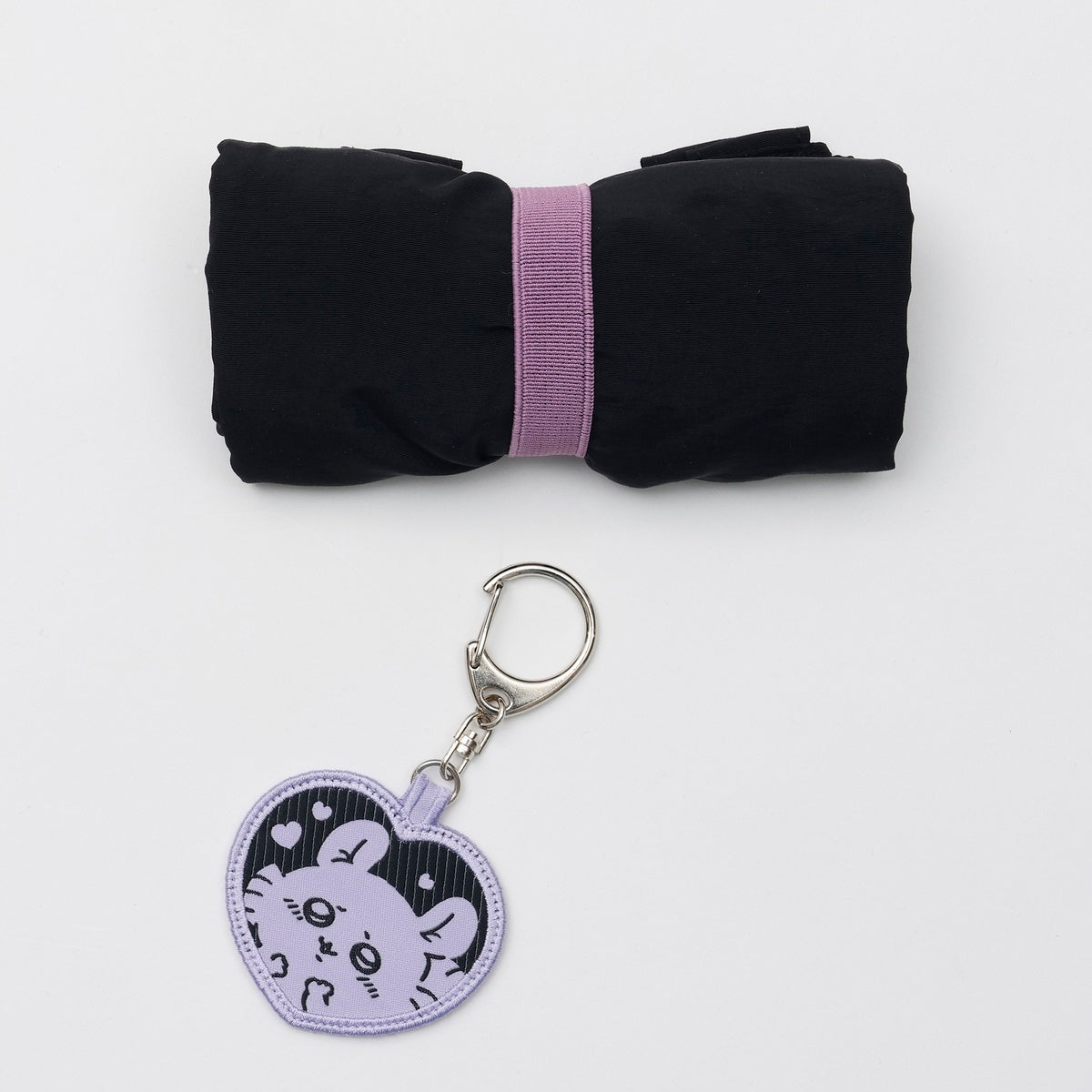 Chiikawa Embroidered ToteBag MomongaHeart Black (with embroideryKey ring) 