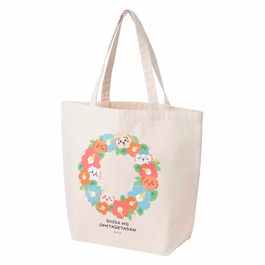 Chiikawa Shisa's souvenirs and large tote bags (hibiscus)