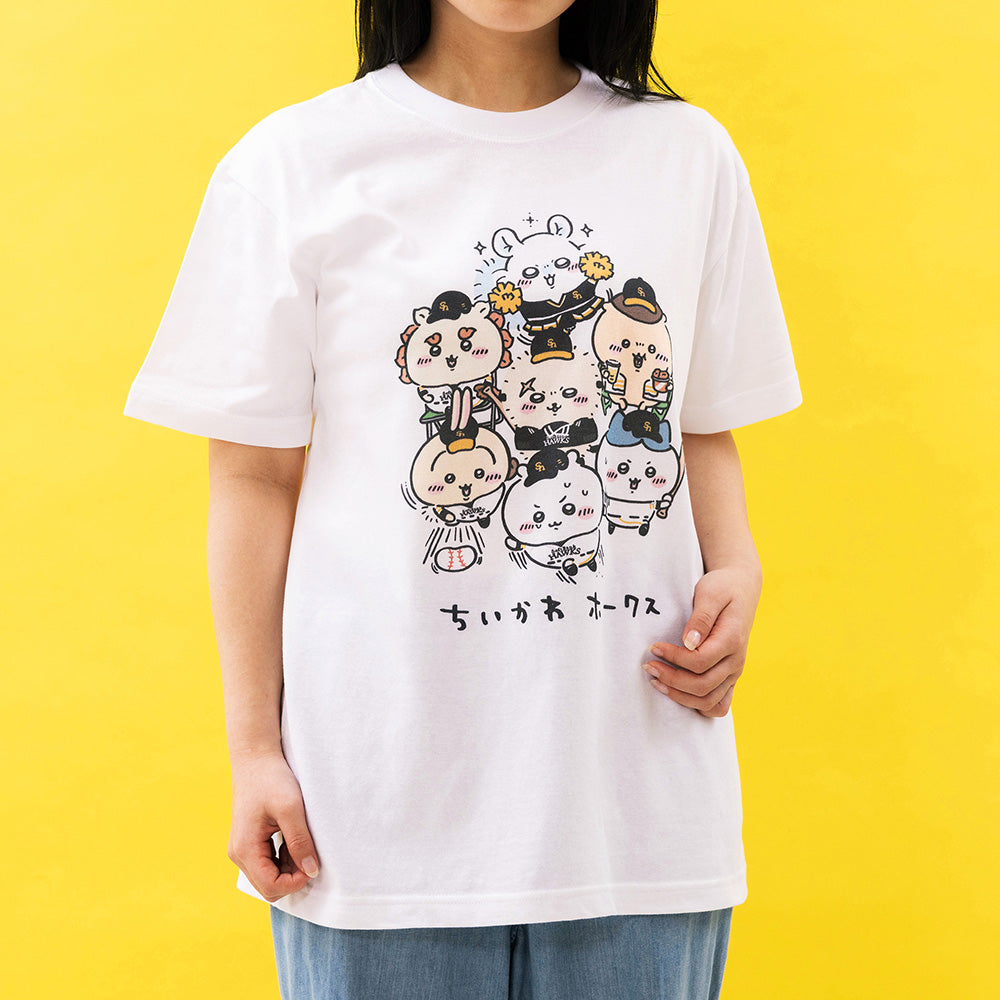 ちいかわ/ホークス Tシャツ オールスター ホワイト