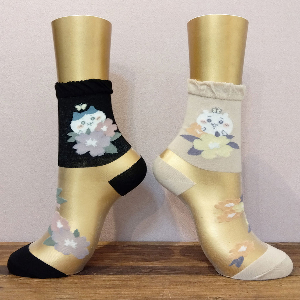 Chikawa thin crew socks (sheer ivory) for ladies