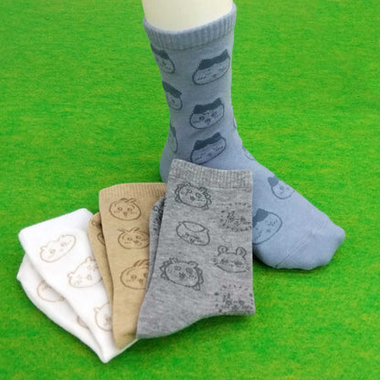 Chiikawa Crew Socks (Sub Characters Face All-Over Pattern) Kids' Size