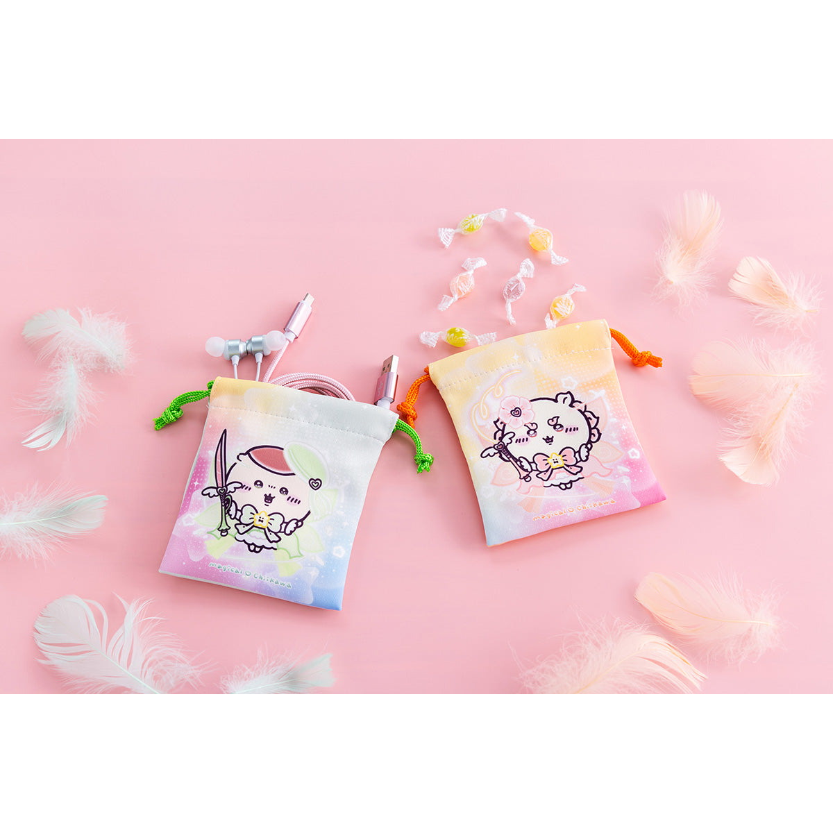 Chiikawa Super Magical Chiikawa 2-Piece Mini Drawstring Bags (Kurimanju & Shisa)